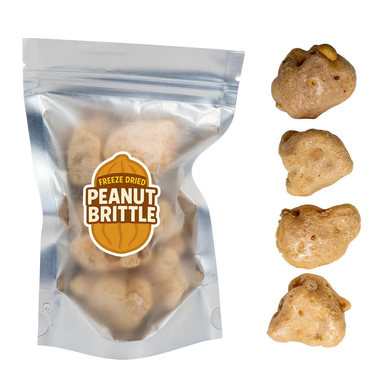 Freeze Dried Peanut Brittle -  (2oz - Large Bag) - Fast Shipping - Gourmet Peanut Brittle