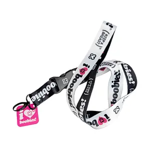 i love boobies! Lanyard - Two Tone Black Snow
