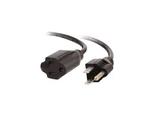C2G 03117 18 AWG Outlet Saver Power Extension Cord - NEMA 5-15P to NEMA 5-15R, TAA Compliant, Black (15 Feet, 4.57 Meters)