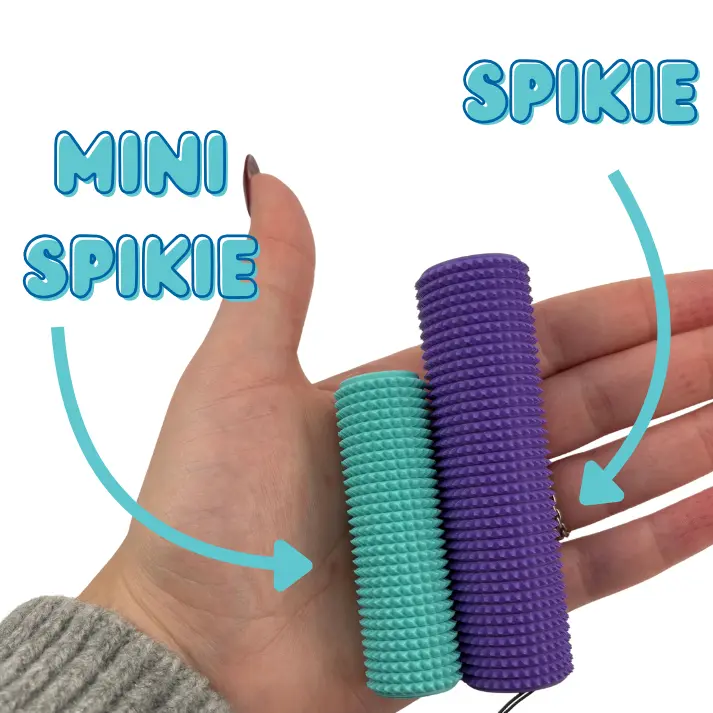 Little Ouchies Spikie + Mini Spikie Bundle - Full-Size + Pocket-Size Sensory Fidget Keychain Set, Textured Tactile Grounding Stim Tools, Stress Relief Fidget, Anxiety Relief Toys, Vibrant Colors, Anxiety Fidget Stress Relief Toys