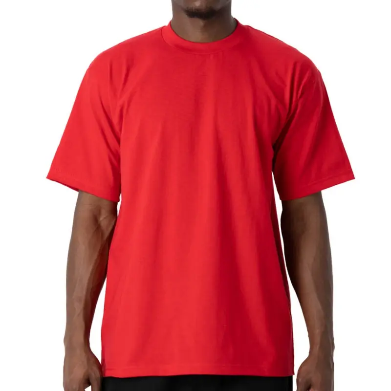 Pro Club Men's Heavyweight Cotton-Polyester Knit Tshirt - Menswear Top, Snug Fitted Crew Neck, Short-Sleeve, Oversized-Shirt Fit, Streetwear Clothing, Ribbed Plain Coverseamed, Work & Casual Use, Cold Wash Care (More Colors)