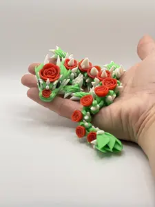 Baby Rose Dragon - 9.5" Handmade 3D Printed Collectible | CinderWing3D Design