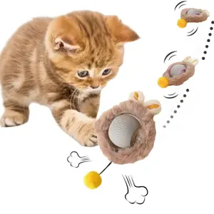 Silicone Pet Electric Rolling Ball, 1 Count Cute Plush Tail Design Kitten Cat Toy, Smart Automatic Avoidance Ball Toy, Pet Interactive Toy, Cat Accessories, Kitty