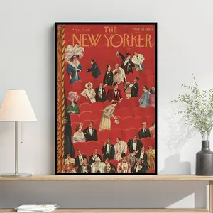 The New Yorker Magazine Cover Print November 29 1941 Poster Vintage Theater Crowd Illustration Poster Retro Wall Art For Living Room & Study