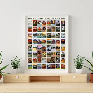 [UNFRAMED POSTER] National Parks Map Poster Print | Bucket List Travel Poster | Gift for Hikers & Nature Lovers
