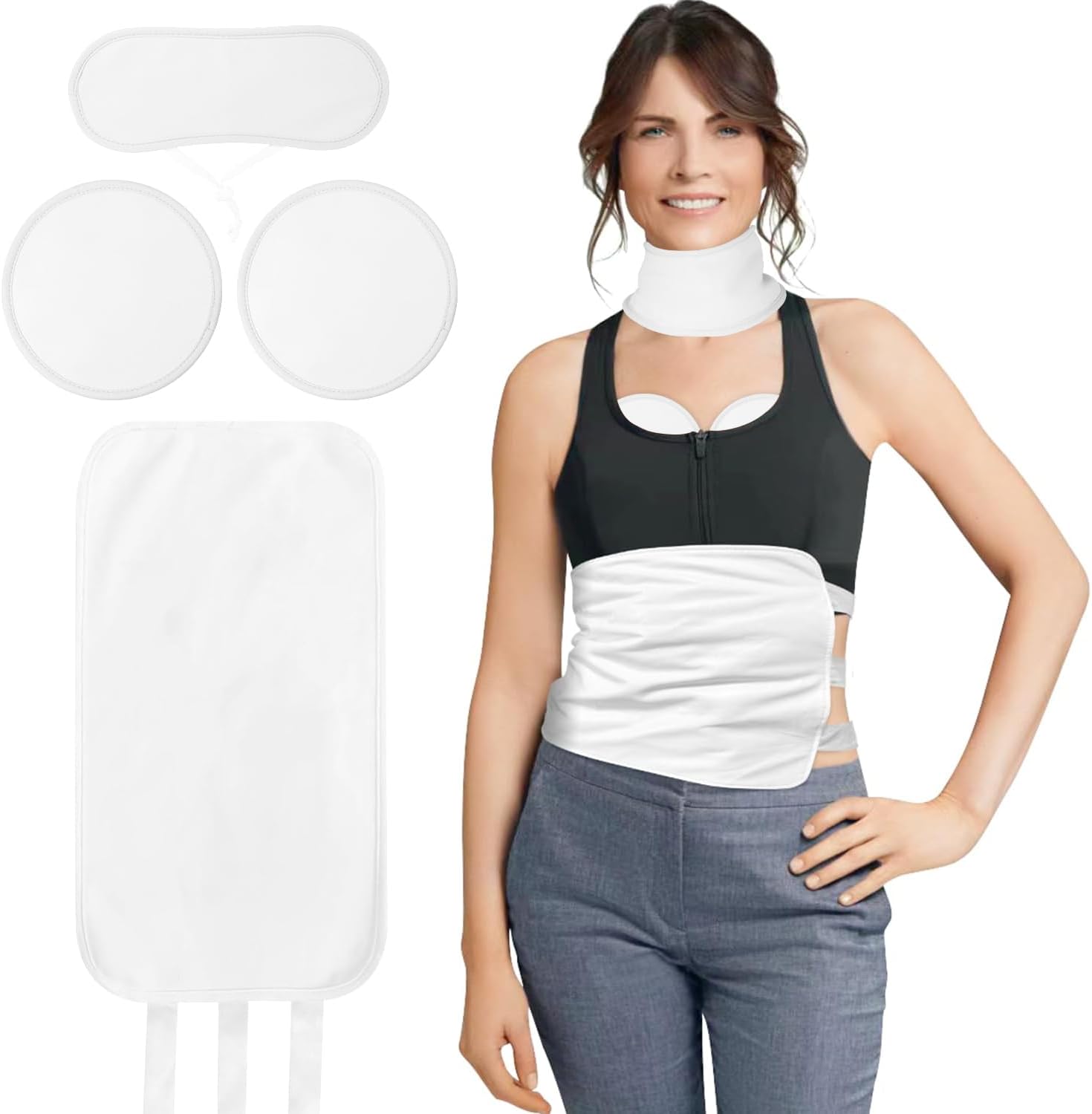 4 Pcs Castor Oil Pack Wrap Organic Cotton for Stomach, Neck, Breast, Belly, Liver Detox, Reusable Castor Oil Compress and Pack Kit with with Six Adjustable Straps