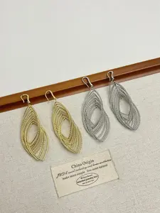 Handmade Metal Zircon Pendant Holiday Style Earrings