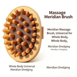 Ergonomic Wooden Body Massage Brush with Air Pad, Manual Lymphatic Drainage Tool for Abdomen, Legs, Back, Home Spa Muscle Relaxer