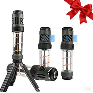 (Christmas gift) Camping lantern with telescopic stand, magnetic base, long-lasting adjustable brightness, portable flashlight, suitable for camping, hiking, and emergencies