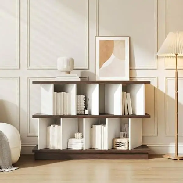 GARVEE 8 Cube Storage Organizer, Modern Bookshelf with Removable Back Panels, Horizontal Bookcase for Living Room, Home Office
