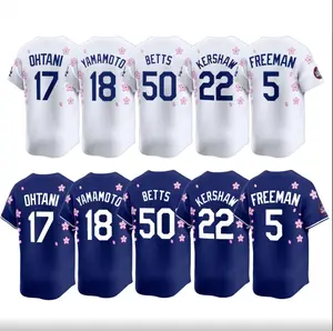 2025 Collection Cherry Blossom Blue&White Baseball Jersey Unisex Apparel, Dad Gift, Fan Gift, Full-Print Design, Available in Sizes, Holiday Champion and Fans Sports