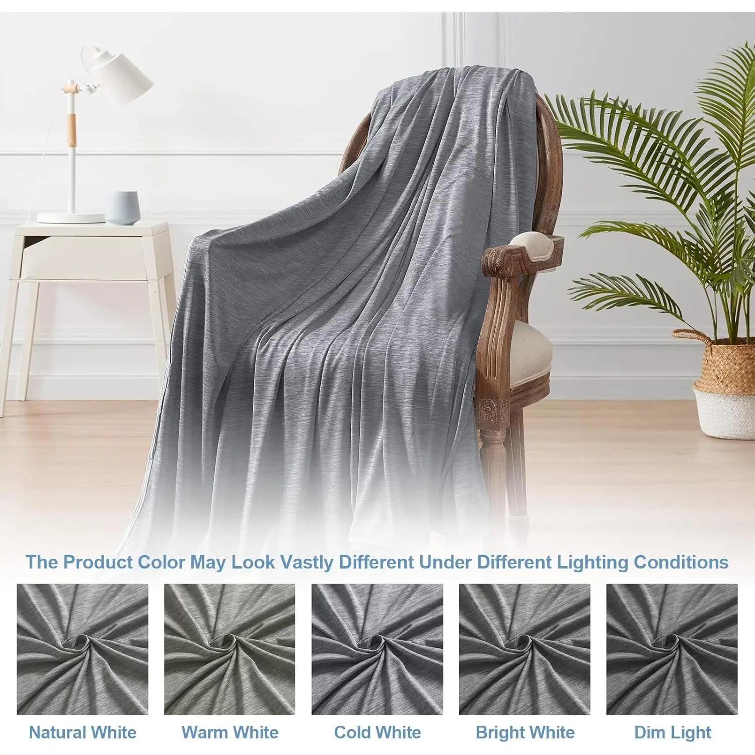 Heat Absorbing Microfiber Blend Cooling Blanket - 60x90 in & 90x90 in Queen Size, High Strength Solid Pattern, Q-Max 0.5 for Hot Sleepers, Ultra-Lightweight to Keep Adults Comfortable on Warm Nights