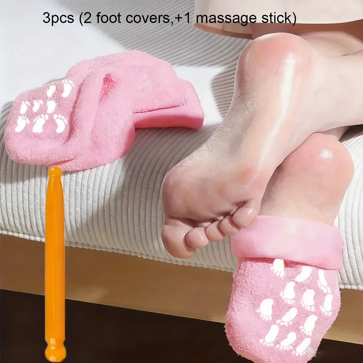 3pcs Intensive Foot Care Set, Soft Gel Socks & Massage Rod, Ideal for Cracked Heels, Moisturizing Foot Therapy, Perfect Gift for Women, Foot Care Product