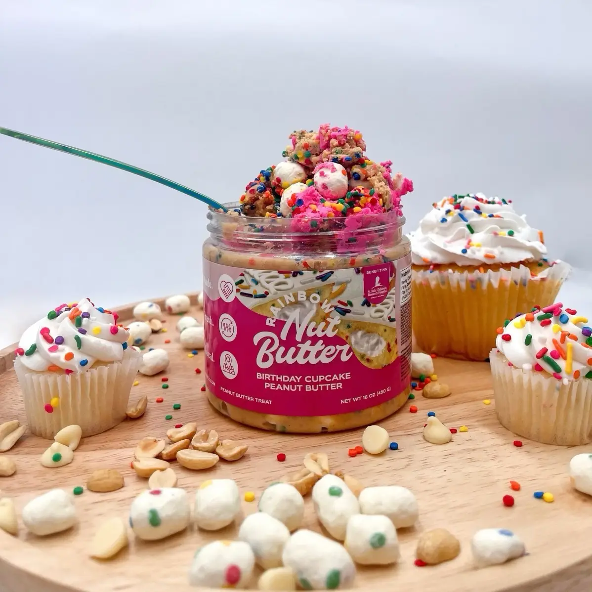 Birthday Cupcake Peanut Butter Nut Butter Frosting Icing Sprinkles Treat Snack Sweet - Baking Supplies Chocolate Nata Cookies Creamy