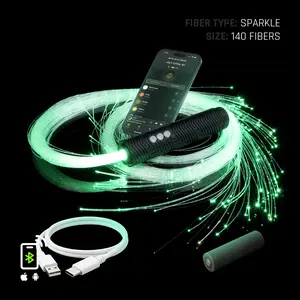 BitWhip - 200 Standard Fibers - Programmable LED Fiber Optic Whip with App Control & Endless Modes- Light Up Rave Toy Designed for Festivals, Cosplay, & EDM