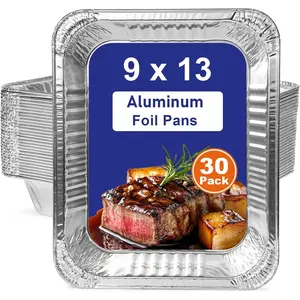 9x13  Pans Disposable, 30 Pack Large Tin Foil Pans, Heavy Duty  Trays for Baking, Cooking, Turkey - Parties, Thanksgiving, Christmas