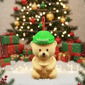 Beanie Bear Secret Storage Ornament / Keychain – Coffee Shop Bear Inspired Holiday Gift, Hollow Candy & Cash Holder