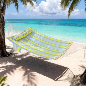 EROMMY Modern Portable Hammock, Outdoor Rope Hammock for Backyard, Beach & Camping, Green Stripes