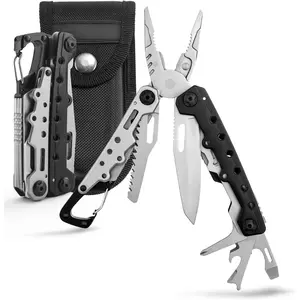 Lightweight Multitool Pliers, 11 in 1 Suspension Multi-Plier with Carabiner, Stainless Steel Portable Pocket  Multi tool with Spring Pliers, Folding , Bottle Opener and Sheath