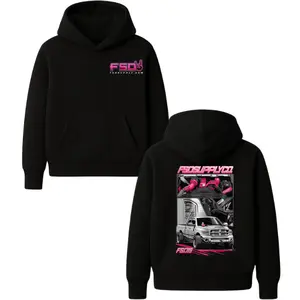 FSD Supply Co Pink Truck Hoodie – Black Automotive Graphic Pullover Featuring Custom Pickup Panels with Pink Performance Accents, Streetwear Hoodie for Truck Lovers & Garage Life Fans