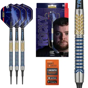 Target Darts Josh Rock Gen 1 Soft Tip Darts, 90% Tungsten Darts, Generation 1, 20G | Pixel Tip Dart Set, Player Edition Darts with Black Electronic Soft Tips