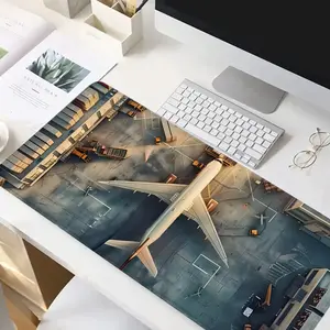 1pc Airplane Design Mouse Pad Cool Desk Mat Extended XL MousePad Office Desk Accessories- Multicolor Non-Slip Stitched Edge Computer Mat For Desk 35.4x15.7 Inches Rubber Base Laptop Keyboard Pad for Home Office & Gamers,Durable and Spill-Resistant
