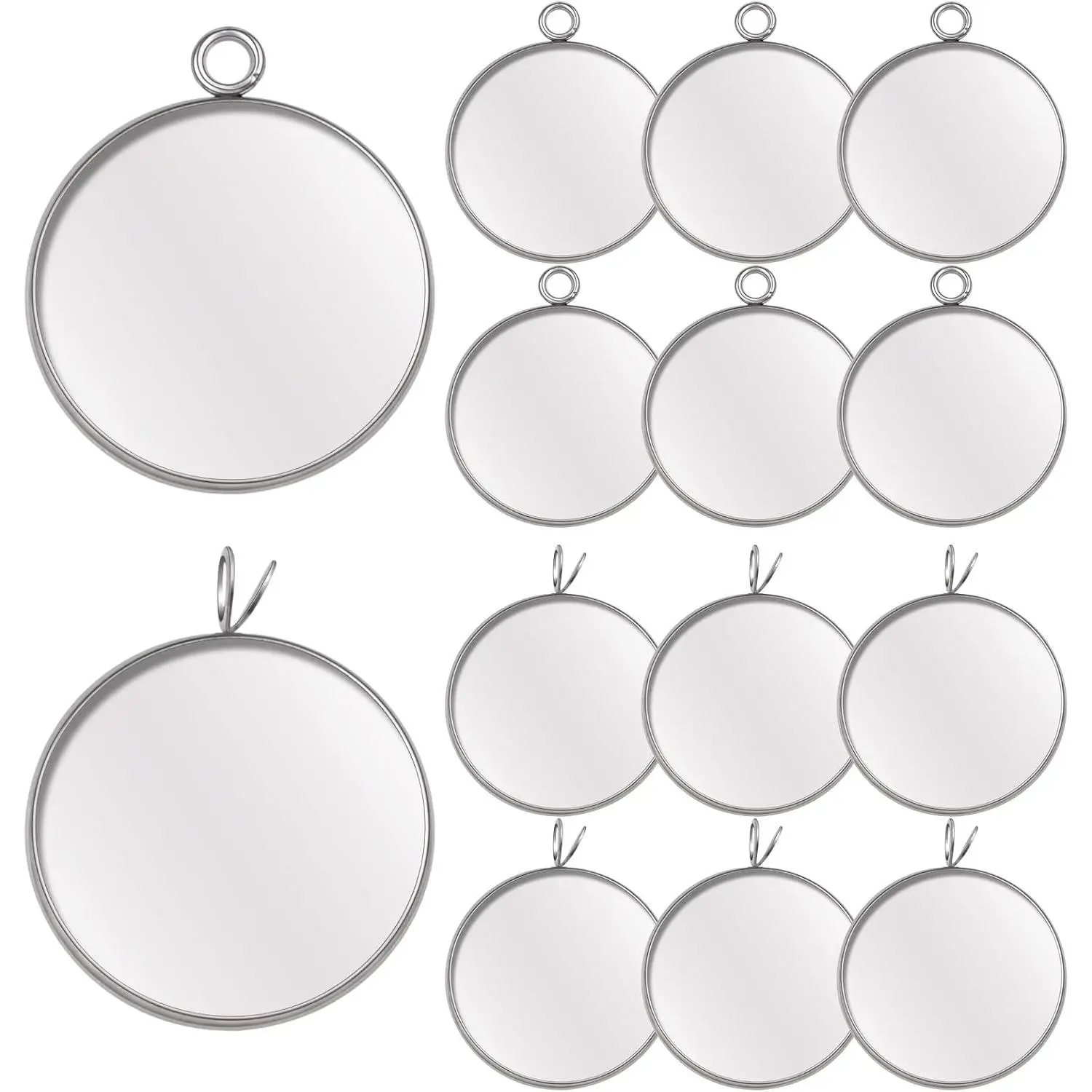 20pcs 25 mm Stainless Steel Round Blank Pendant Trays Connector Flat Base Bezel Cabochon Settings Pendant Blanks Links for DIY Bracelet Necklace Jewelry Making Cameo Photo
