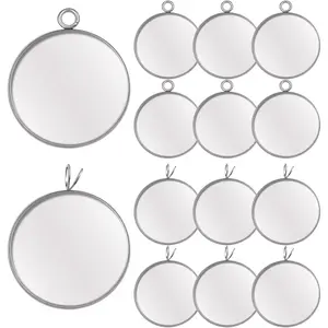 20pcs 25 mm Stainless Steel Round Blank Pendant Trays Connector Flat Base Bezel Cabochon Settings Pendant Blanks Links for DIY Bracelet Necklace Jewelry Making Cameo Photo