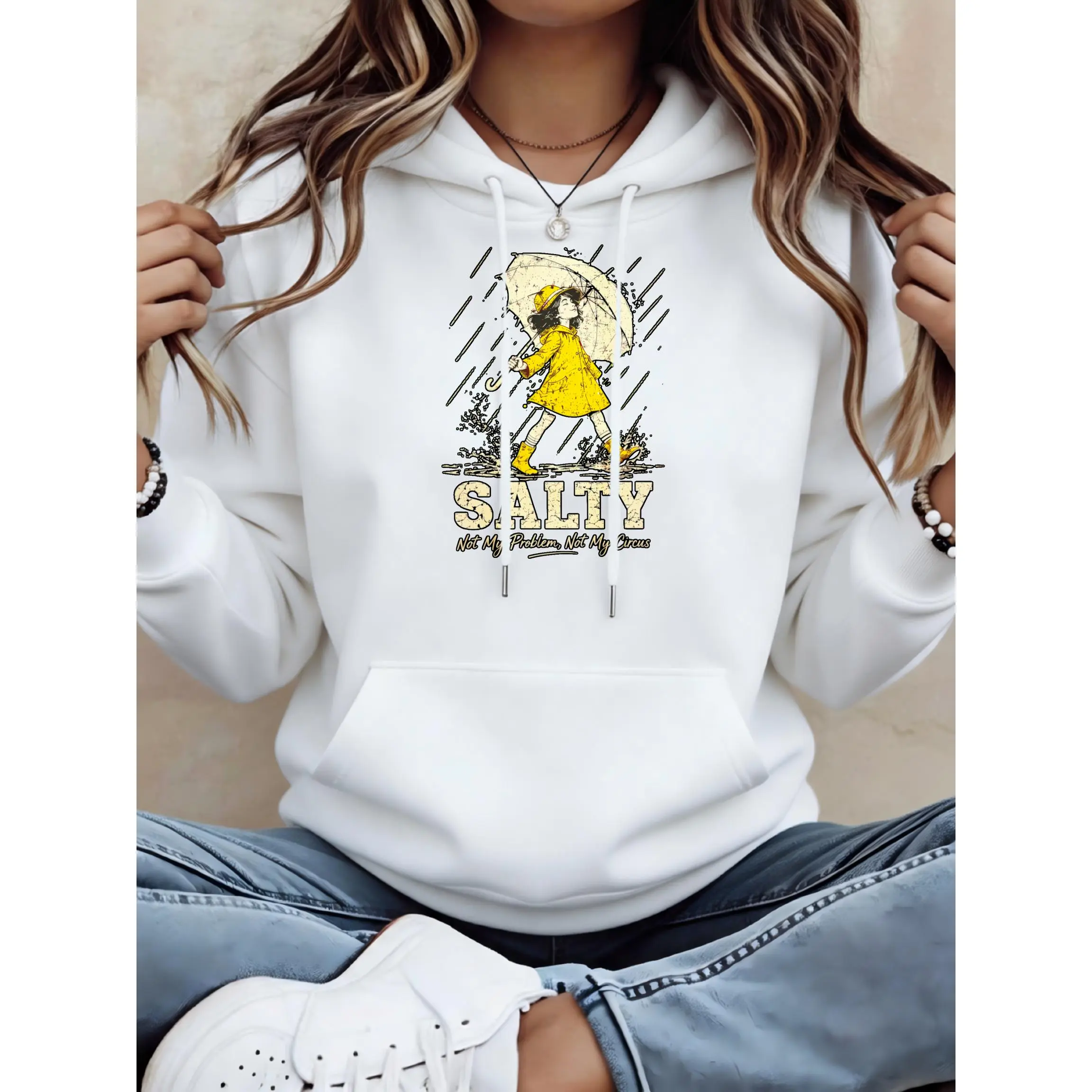 Women's Salty Not My Problem Not My Circus Unisex Oversized Hoodie | Soft Breathable Cotton Blend Pullover | Trendy Cozy Loungewear & Streetwear For Daily, Gym, Travel & Fall Vibes