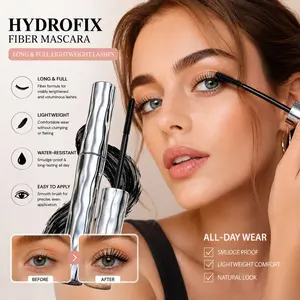 Black long-lasting smudge proof waterproof mascara primer, natural curling tubular mascara, long-lasting setting eyelash primer, spiral long-lasting curling mascara, daily commuting and vacation makeup cosmetics tools