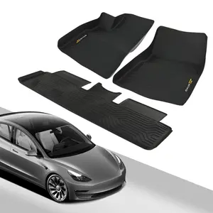 CROSSDESIGN TPE All Weather Liner Carpets Anti-Slip Floor Mats Fit For 2017-2023 Tesla Model 3