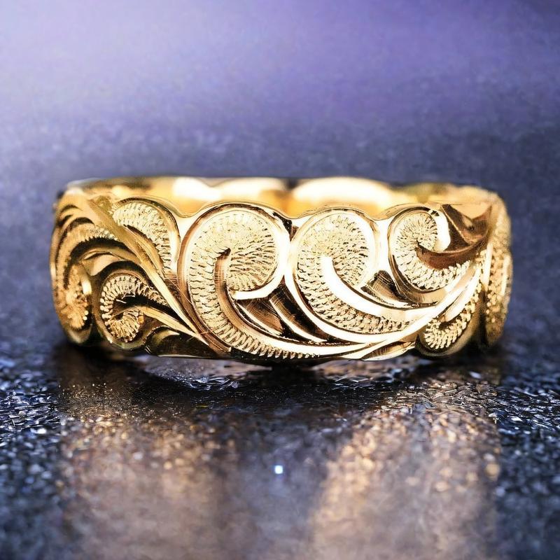 Women's Trendy Wide Band Geometric Copper Ring - Rattan Embossed, Glittering Elegant Fashionable Jewelry, Unisex Stackable Wedding Engagement High-End Costume Accessory