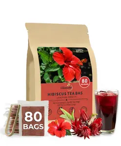 80 Premium Natural Hibiscus Tea Bags, Made Only from Hibiscus Flowers, Herbal Tea without Caffeine, Hibiscus Flower Tea Full of Natural Flavor and Goodness, Sugar-Free, Gluten-Free, and Vegan