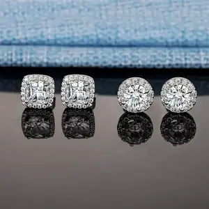 S925 Silver Moissanite Stud Earrings | FashionClassic Ear Jewelry Gift for Men