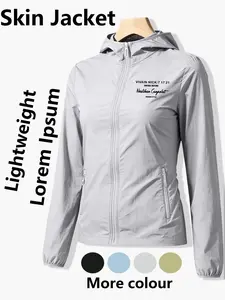 Women's Hooded Sun Protection Skin Jacket With Retro Letter Print Lightweight Breathable Windbreaker Loose Slim Fit Multiple Colors Versatile Daily Commute Travel Outdoor Casual Sun Protective Coat Jacket Plus Size For Women