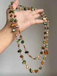 St Patrick’s Day Lucky Green Stone Necklace – Boho Handmade Jewelry gift