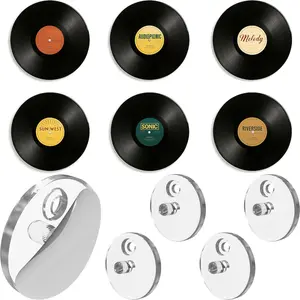 Adhesive Vinyl Wall Mount for Discs (4-Pack) – Strong Hold Record Holder Wall, Minimalist Vinyl Record Display, Record-Safe Easy Installation – Clear