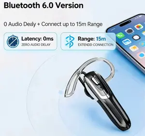 Single-Ear Earphone, Bluetooth Earpiece for Work & Driving, Hands-Free Headset, 38+ Hrs Talk, 42+ Hrs Music, Clear Calls in Noisy Environments, 25-Day Standby, One-Touch Mute easy to use headset for calls headset for remote work calls