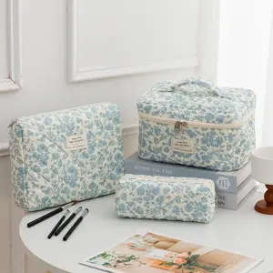 Floral Pattern Makeup Bag Set, 3 Counts/set Large Capacity Travel Cosmetic Bag, Zipper Makeup Organizer Pouch, Versatile Storage Bag for Skincare