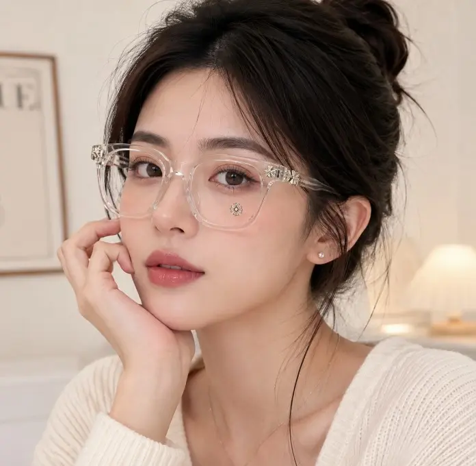Chrome Hearts Vintage Clear Cross Temple Square Glasses