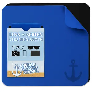 Anchor Lens Cleaning Cloths – 3 Pack (2 Black, 1 Blue) – Microfiber Suede Wipes 7x6” – Anti-Scratch, Streak-Free for Glasses, Sunglasses, VR, AR, Camera, Phone, Tablet, Screen – Anchor Glasses Straps