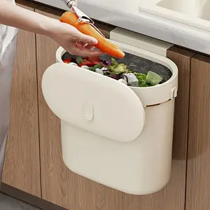 Wall-Mounted Trash Can with Lid, Crack-Resistant Hanging Waste Basket for Toilet and Kitchen, Household Food Waste Storage Solution