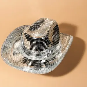 Party Disco Ball Cowboy Hat | Sparkling Bling Mirror Party Hat for Music Festivals, Concerts, Bachelorette Party, and Events