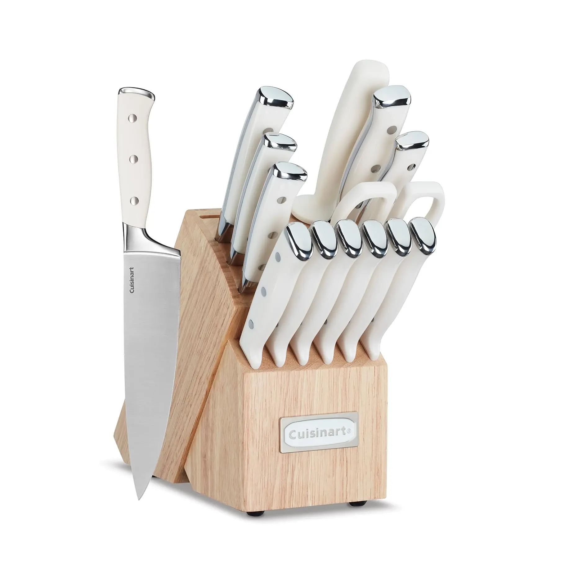 Cuisinart C77CTR-15P Classic Forged Triple Rivet, 15-Piece Knife Set with Block, Superior High-Carbon Stainless Steel Blades for Precision and Accuracy, Natural