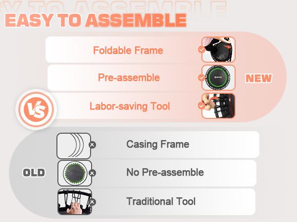 BCAN 450/550 LBS Foldable Mini Trampoline, 40"/48" Fitness Trampoline with Bungees, Adjustable Foam Handle/T-Handle/No Handle, Stable & Quiet Exercise Rebounder for Adults