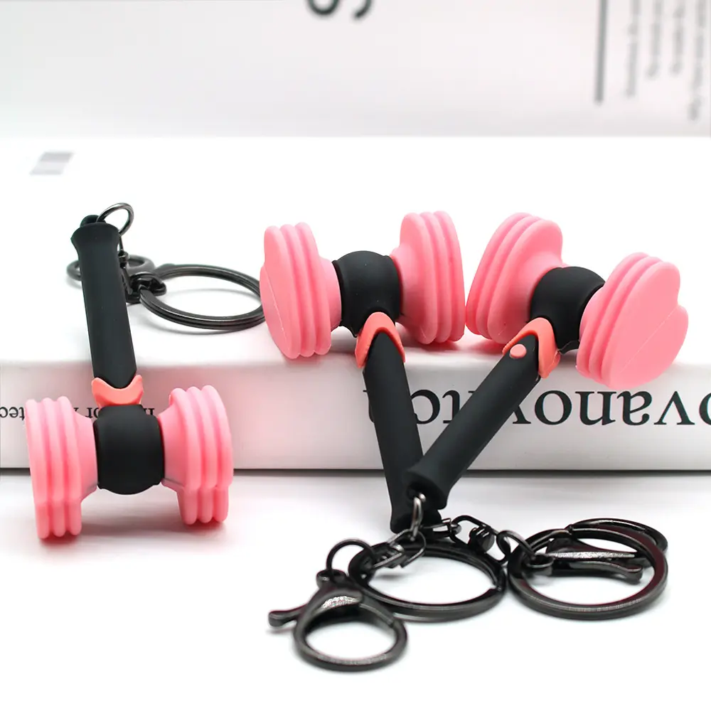 Bp Fan Support Stick Keychain, Girl Group Star Concert Black Fan Support Stick Pendant, Heart-shaped Small Hammer Pendant