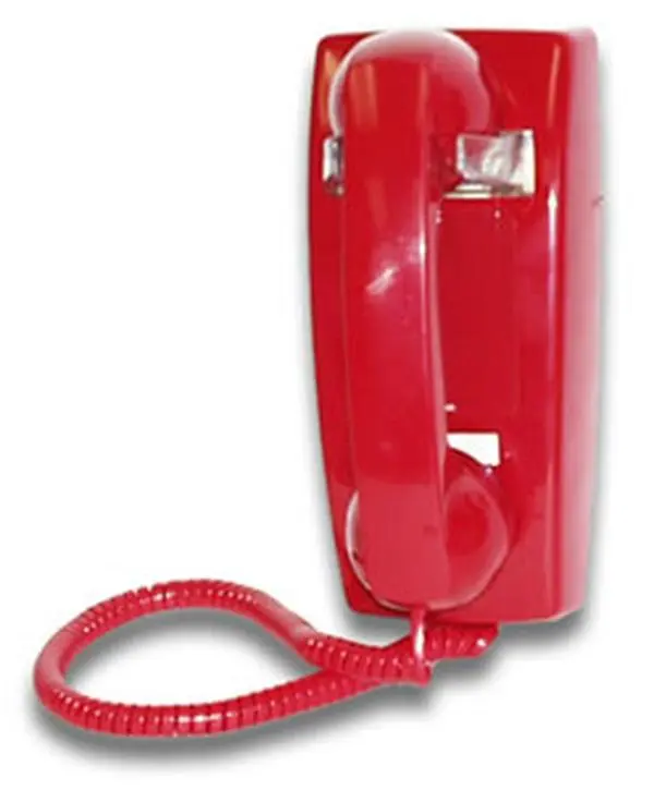 Wall Mounted Analog PABX Red Electronics Phone - Built-In Ringer, Customer Service Compatible, Hearing Aid Friendly, Ideal for Malls Kiosks