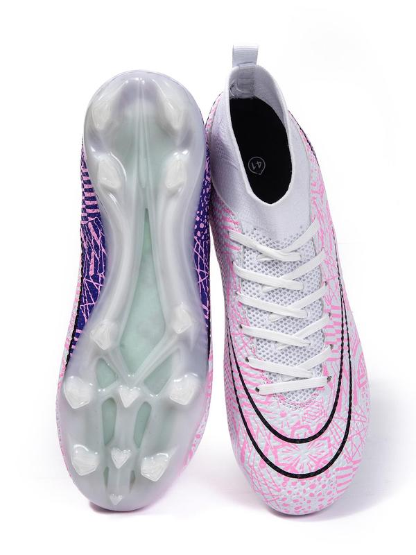 Men's All Over Print Sports Football Shoes, Lace Up Soccer Shoes, Football Cleats, Outdoor Sports Shoes for Men, Professional Training Shoes, Football Field Boots