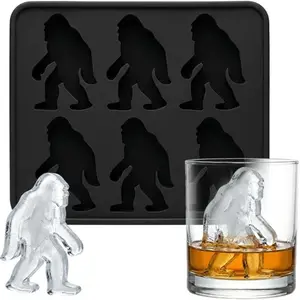 LDSK Bigfoot Ice Mold, 6 Cavity Monster Ice Tray, Sasquatch Shape Silicone Ice Cube Mold, Reusable Funny Bigfoot Ice Cube Mold for Whiskey Party Drinks