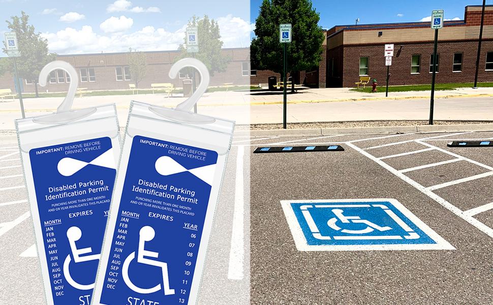Handicap Placard Holder - Ultra Transparent Disabled Parking Permit Placard Protective Holder Cover with Large Hanger by (Set of 2) Handicap Placard Holder - Ultra Transparent Disabled Parking Permit Placard Protective Holder Cover with Large Hanger by (Set of 2)